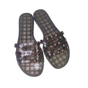 Vince Camuto Jelly Slide Sandals Womens 8 Brown Tortoiseshell Studded